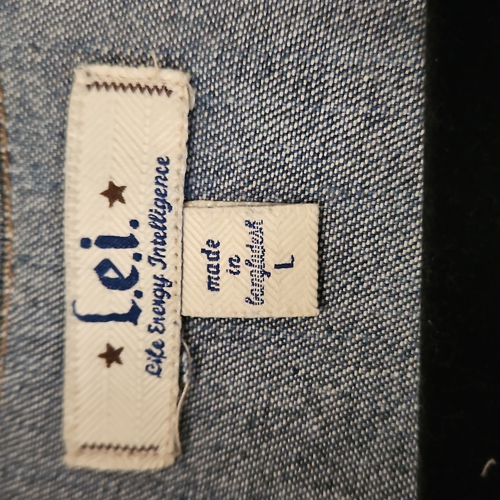 HANDMADE" ☆OKD  "L.e.i." "WINDOW FLOWERS" UpPURPOSED JEAN JACKET! 💙 LG - Picture 6 of 11